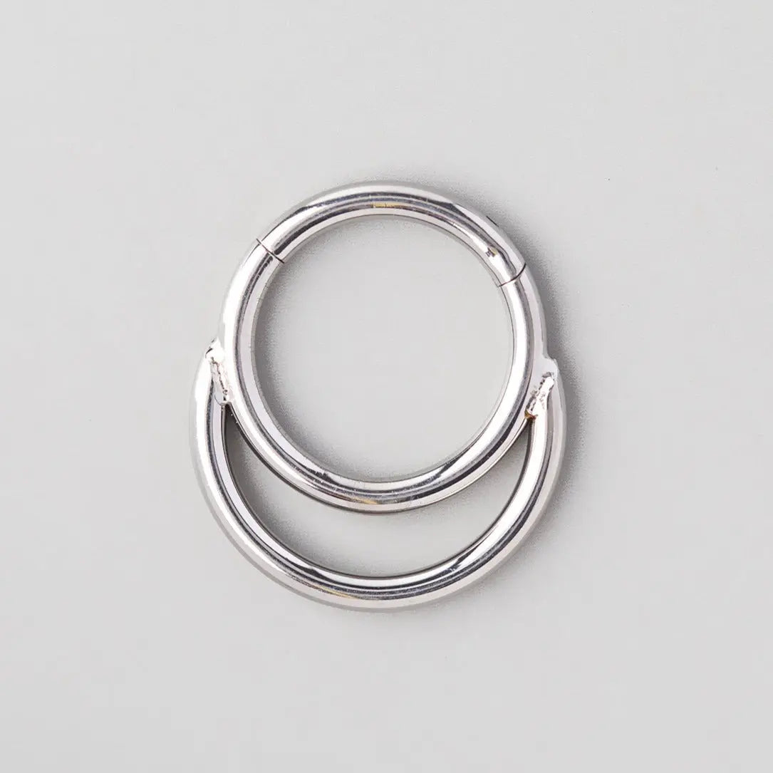 Hinged Segment Ring & Half Hoop Front in Silver - Titanium - Camden Body Jewellery