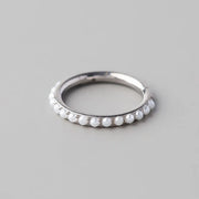 Hinged Segment Ring Side Pearl Paved - Titanium - Camden Body Jewellery