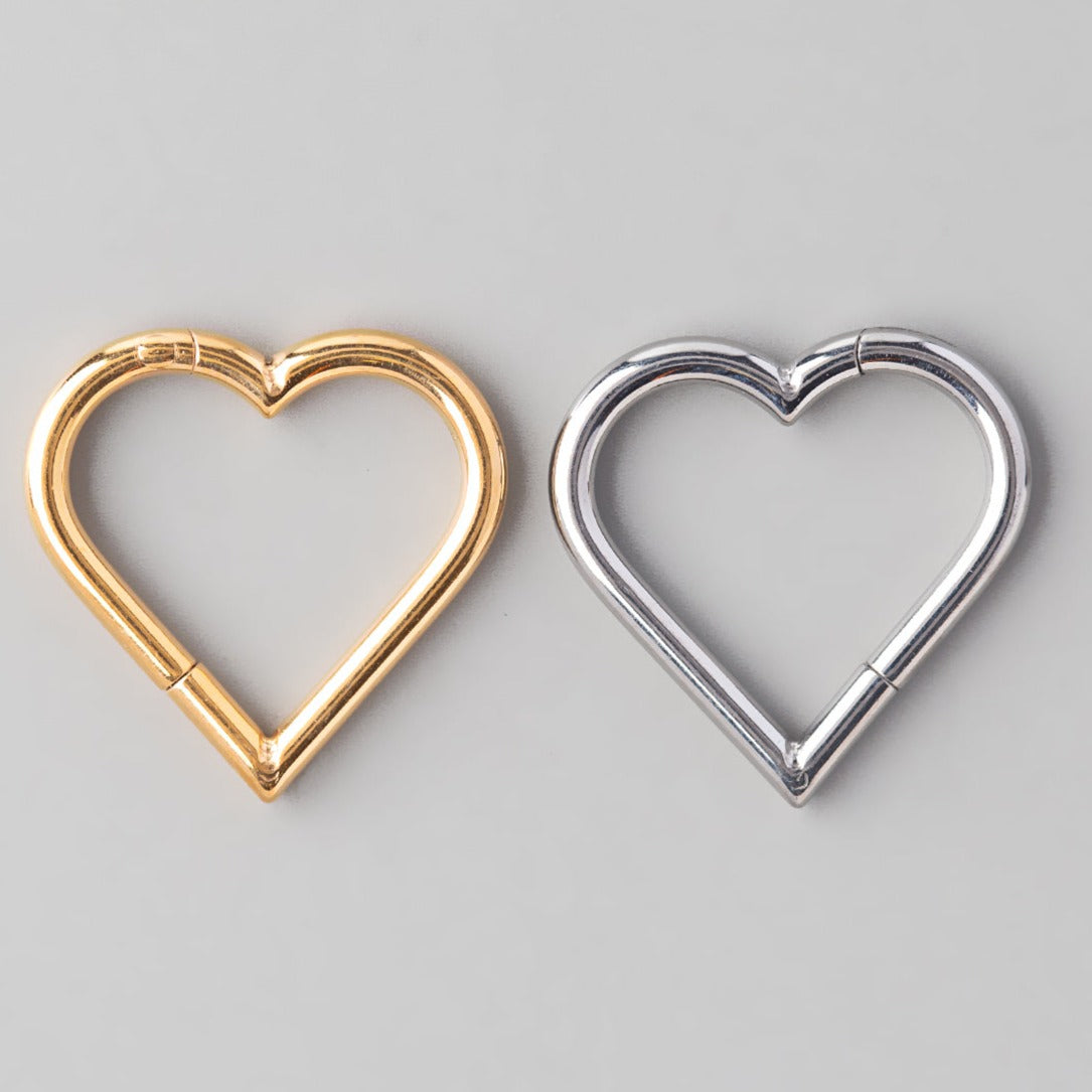 Hinged Segment Ring Heart Shape in Silver - Titanium - Camden Body Jewellery