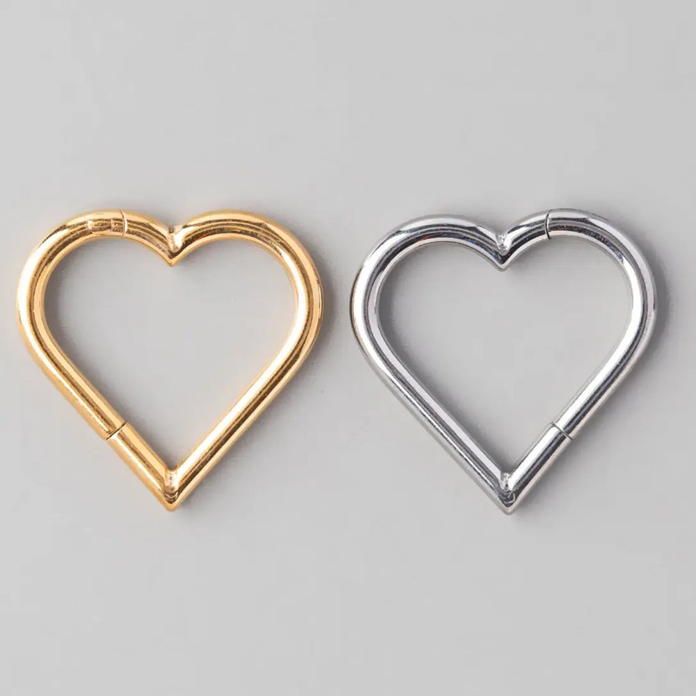 Hinged Segment Ring Heart Shape in Silver - Titanium