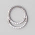 Hinged Segment Ring & Half Hoop Front CZ Face in Silver  - Titanium - Camden Body Jewellery