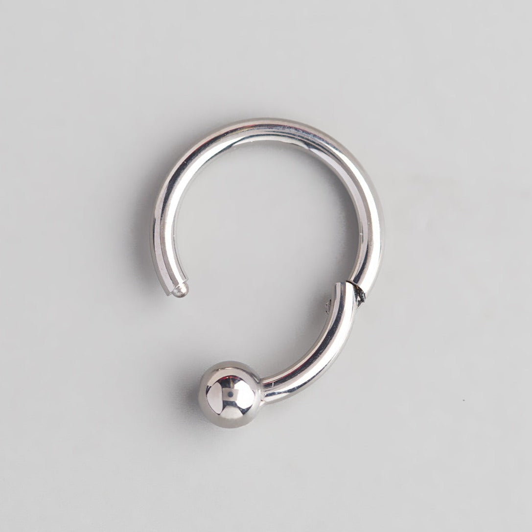 Hinged Segment Ring with Ball Centre - Titanium - Camden Body Jewellery