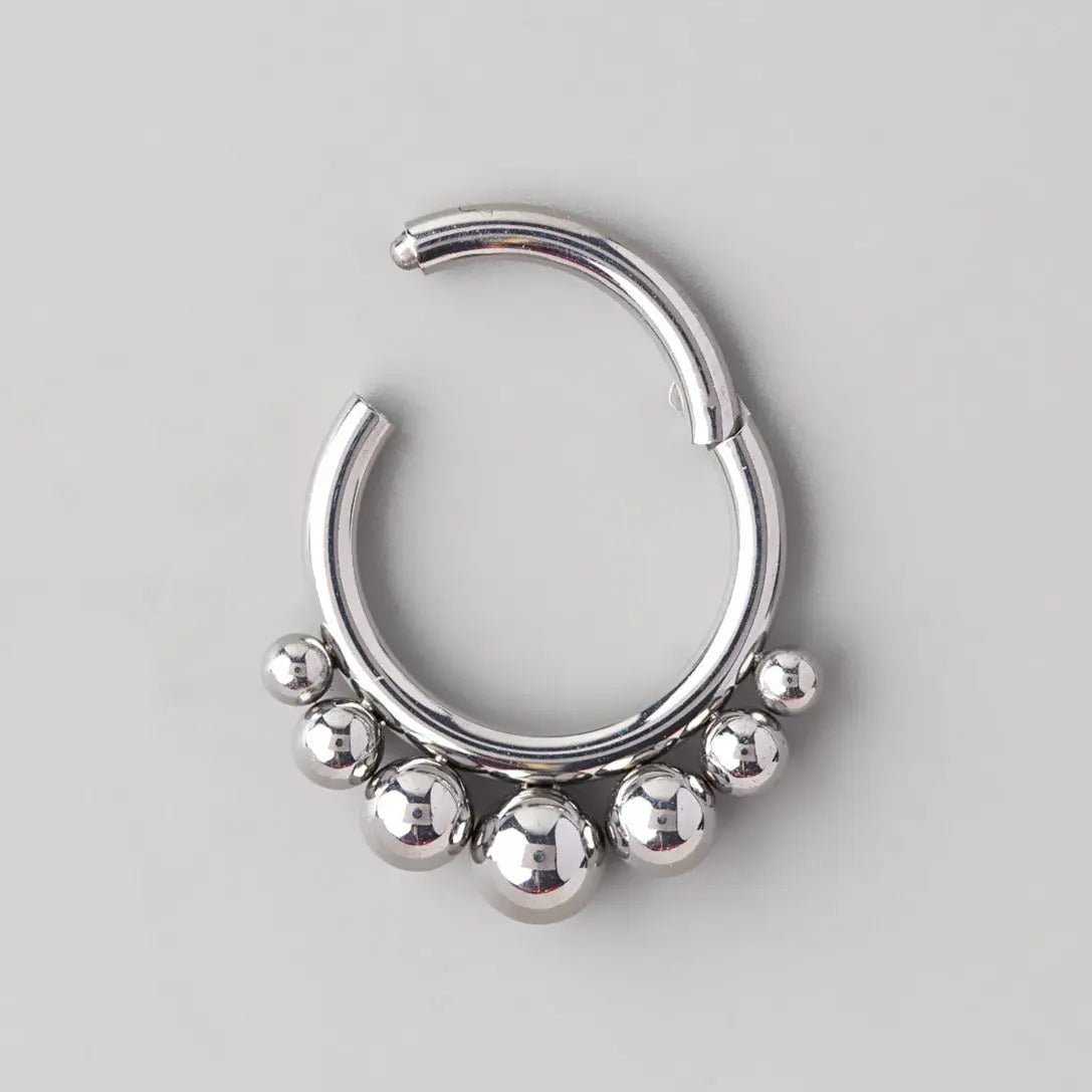 Hinged Clicker Ring Tribal Asia Ball - Titanium - Camden Body Jewellery