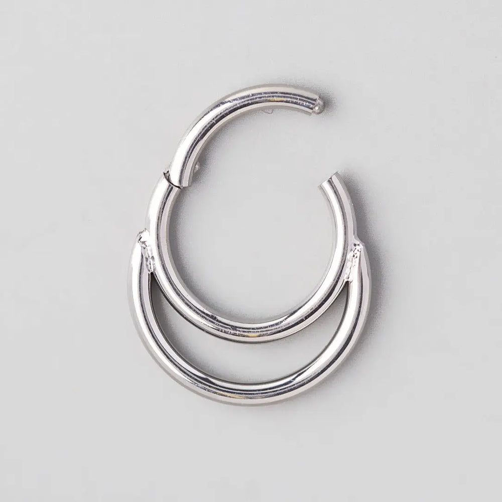 Hinged Segment Ring & Half Hoop Front in Silver - Titanium