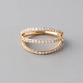 Hinged Segment Ring Triple Stack CZ Faced in Gold - Titanium - Camden Body Jewellery
