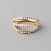 Hinged Segment Ring Triple Stack CZ Faced in Gold - Titanium - Camden Body Jewellery