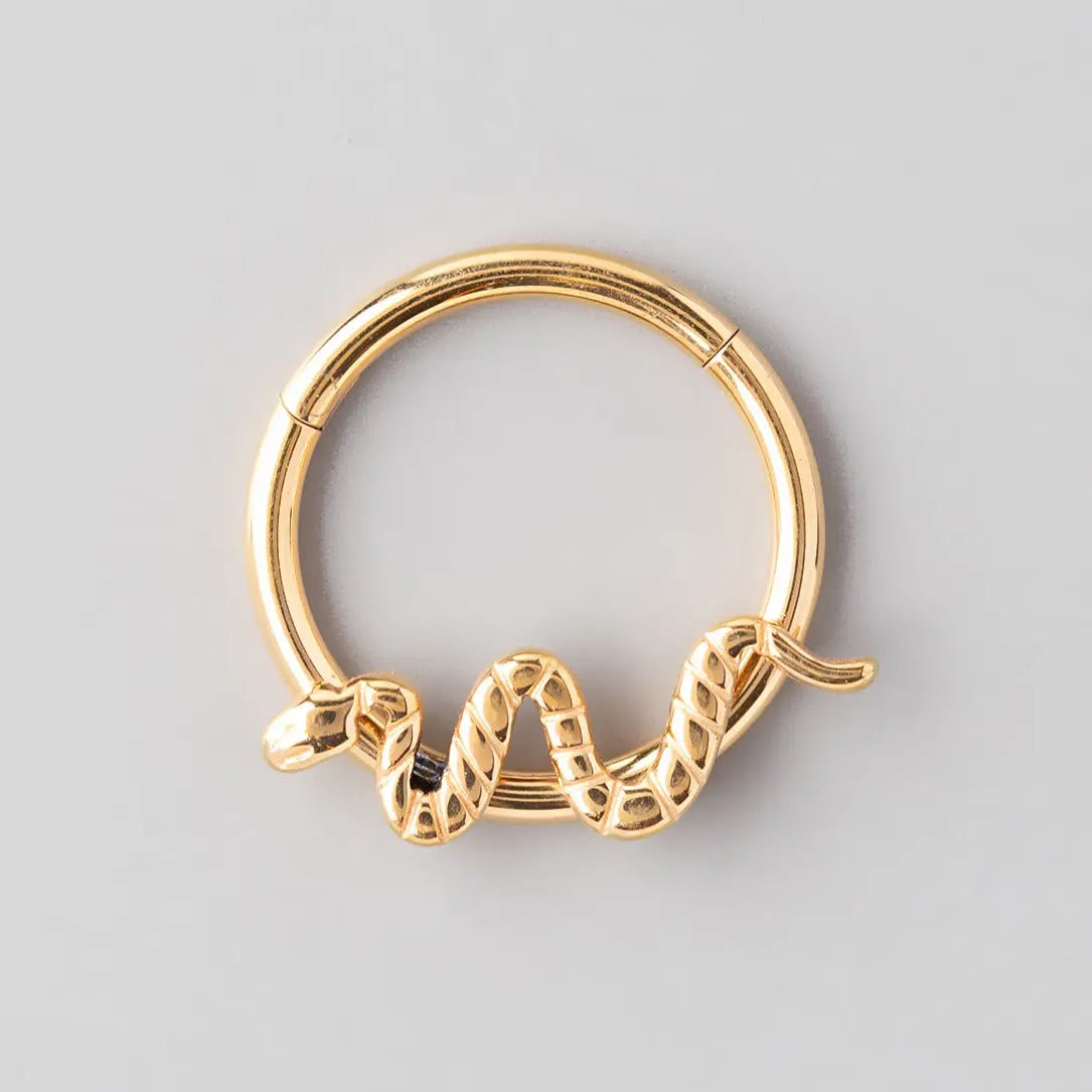Hinged Segment Ring Snake in Gold - Titanium - Camden Body Jewellery