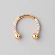 Circular Barbell with CZ Stones in Gold - Titanium - Camden Body Jewellery