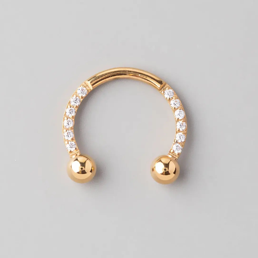 Circular Barbell with CZ Stones in Gold - Titanium - Camden Body Jewellery