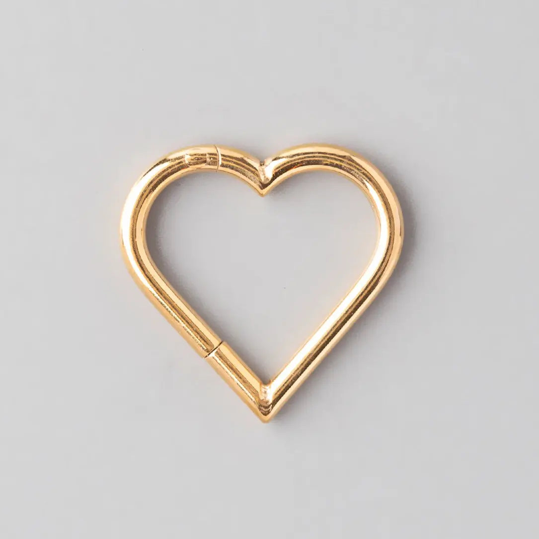 Hinged Segment Ring Heart Shape in Gold - Titanium - Camden Body Jewellery