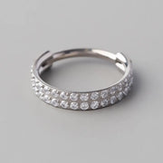 Hinged Segment Huggie Double Rows CZ Paved in Silver (Pair) - Titanium - Camden Body Jewellery