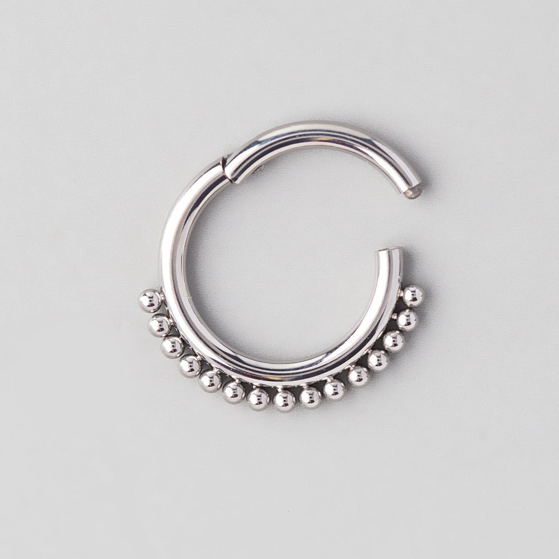 Hinged Clicker Ring with Balls Around - Titanium - Camden Body Jewellery