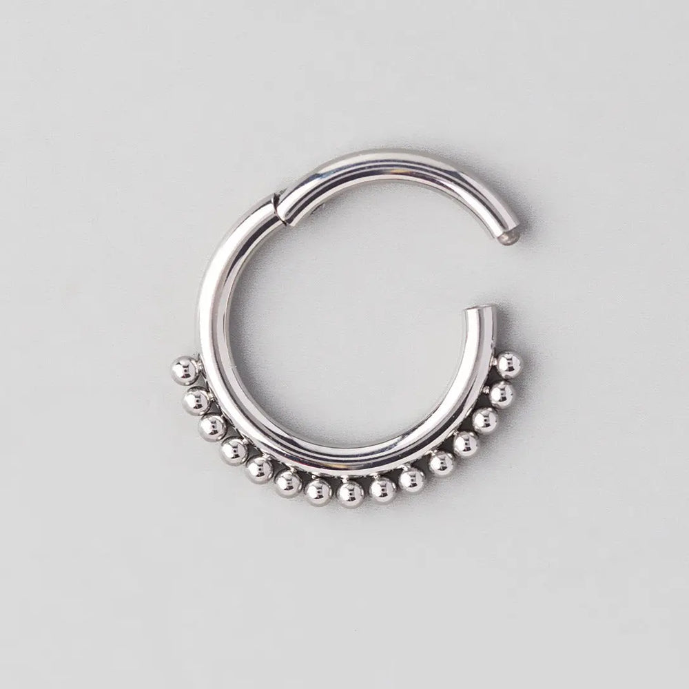 Hinged Clicker Ring with Balls Around - Titanium