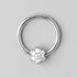 Hinged Segment Ring 6 CZ Flower in Silver  - Titanium - Camden Body Jewellery