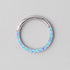 Hinged Segment Ring Front Face CZ in Blue Opal - Titanium - Camden Body Jewellery