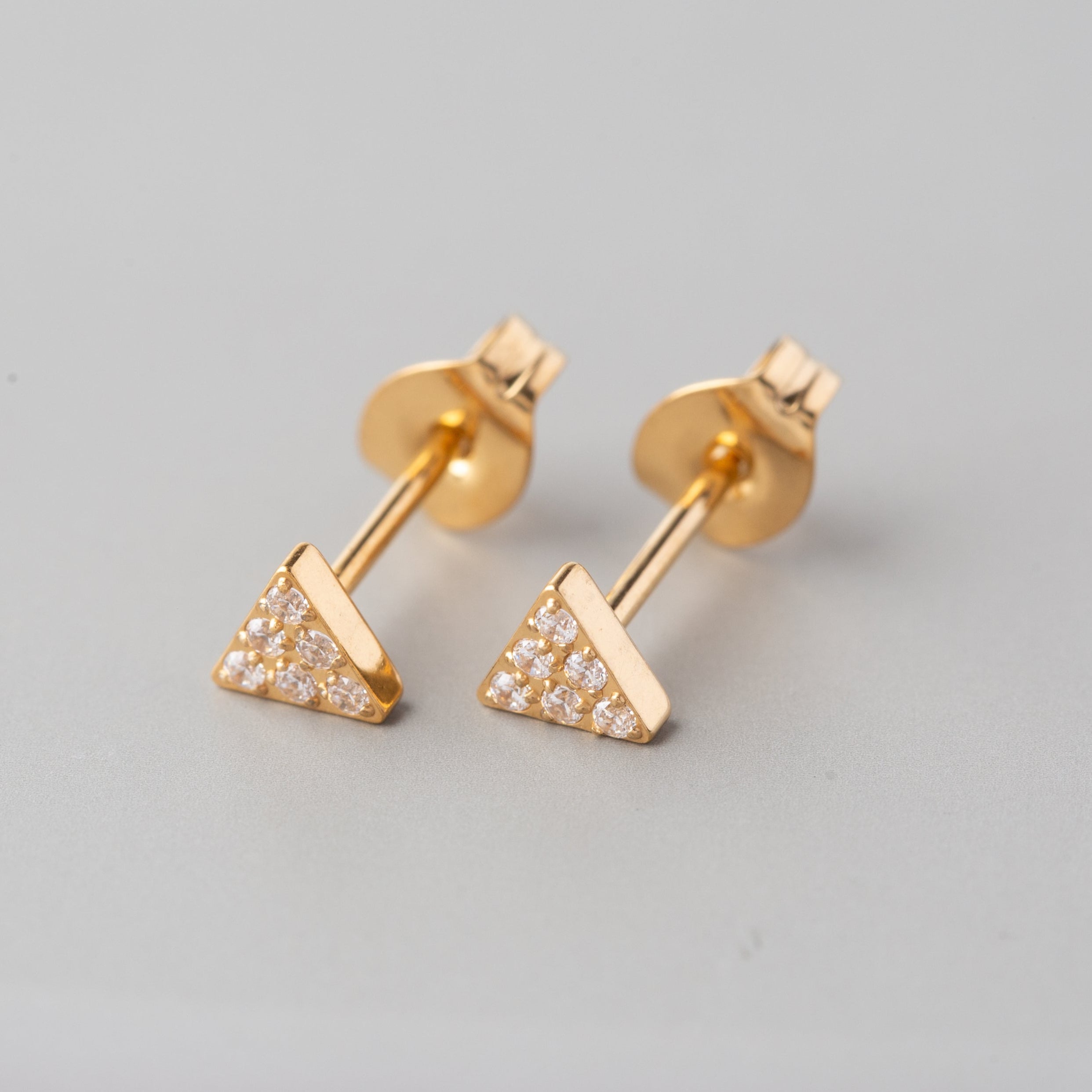 Triangle CZ Stud Earrings in Gold - Titanium - Camden Body Jewellery