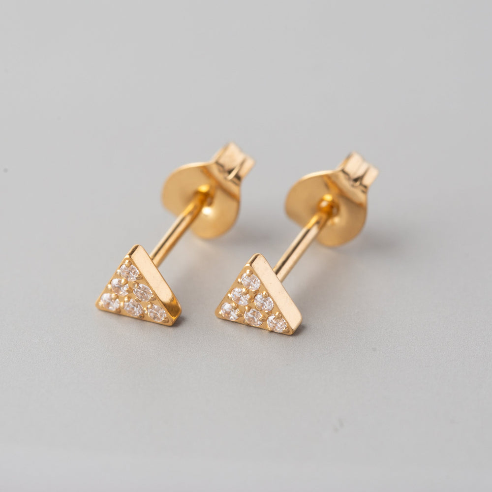 Triangle CZ Stud Earrings in Gold - Titanium