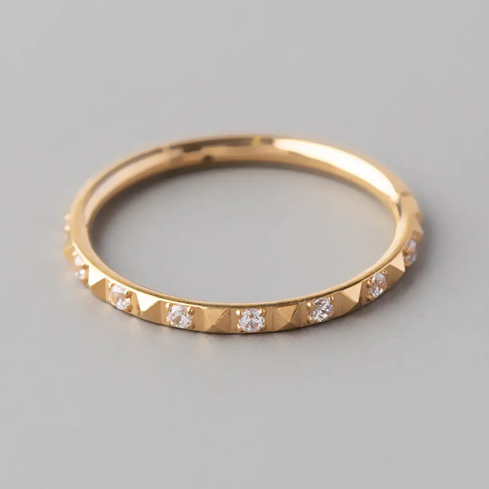 Hinged Segment Ring Square Cut CZ Side Face in Gold - Titanium