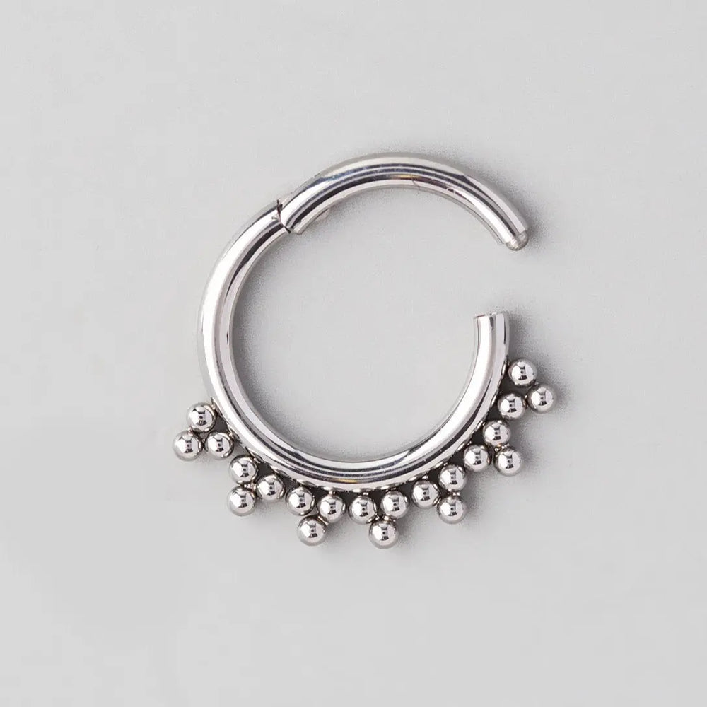 Hinged Segment Ring with 7 Tri-Bead Clusters - Titanium