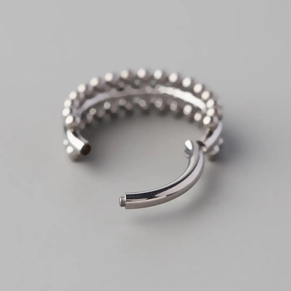 Hinged Segment Ring Double Sided Beads in Silver - Titanium