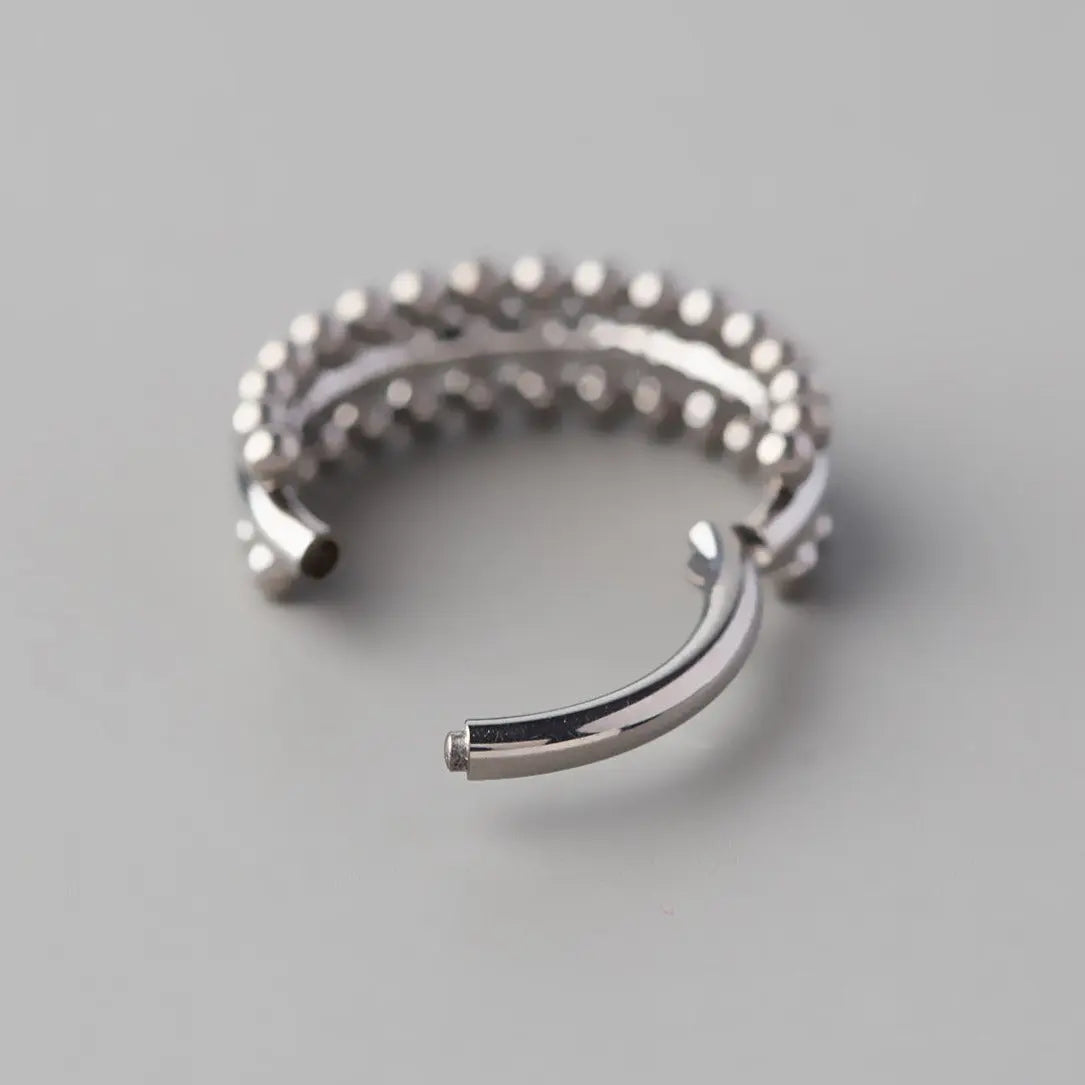 Hinged Segment Ring Double Sided Beads in Silver - Titanium - Camden Body Jewellery