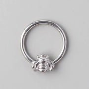 Hinged Segment Ring Bumble Bee in Silver - Titanium - Camden Body Jewellery