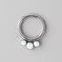 Hinged Segment Ring with Triple White Opal Jewels - Titanium - Camden Body Jewellery