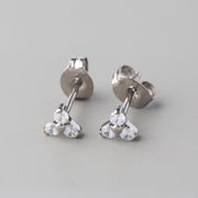Triple Blaze CZ Stud Earrings in Silver - Titanium - Camden Body Jewellery