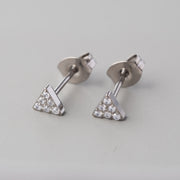 Triangle CZ Stud Earrings in Silver - Titanium - Camden Body Jewellery
