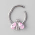 Hinged Segment Ring Bee CZ Wings in Pink Gem - Titanium - Camden Body Jewellery