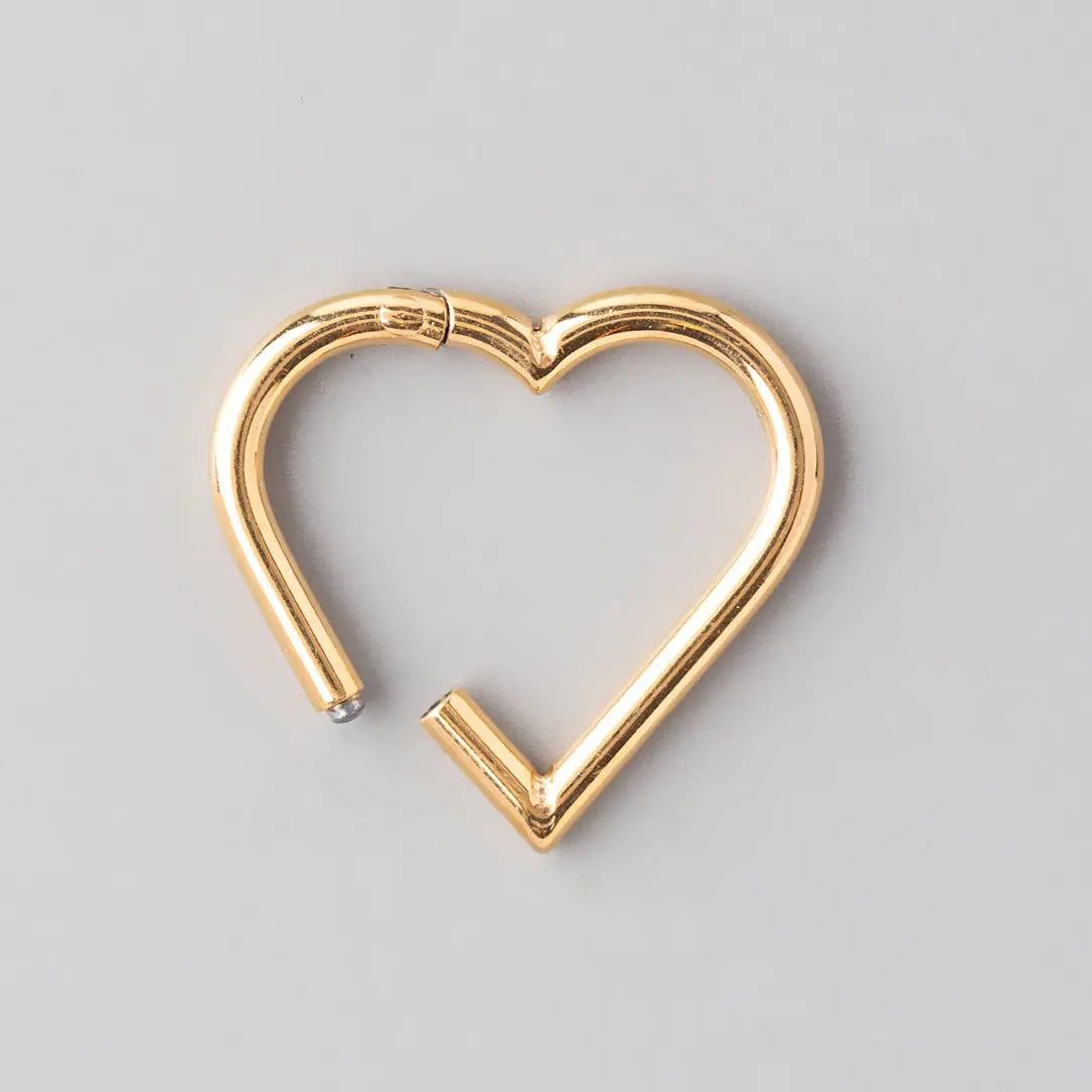 Hinged Segment Ring Heart Shape in Gold - Titanium - Camden Body Jewellery