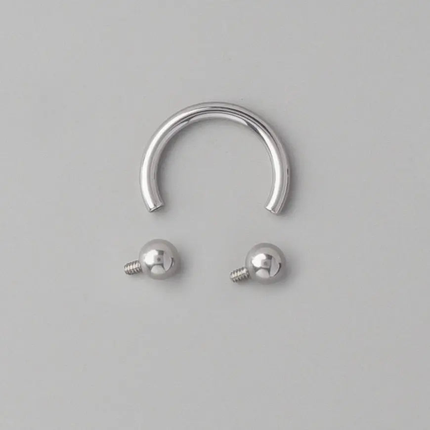 Circular Barbell with Balls in Silver - Titanium