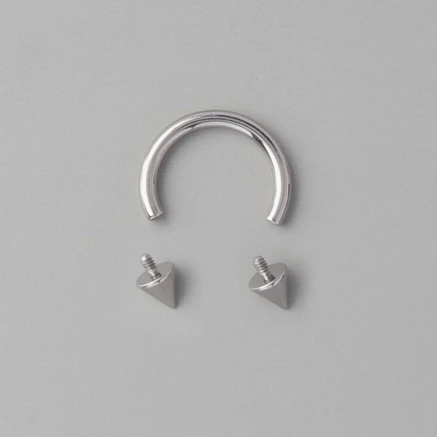 Circular Barbell with Spikes in Silver - Titanium