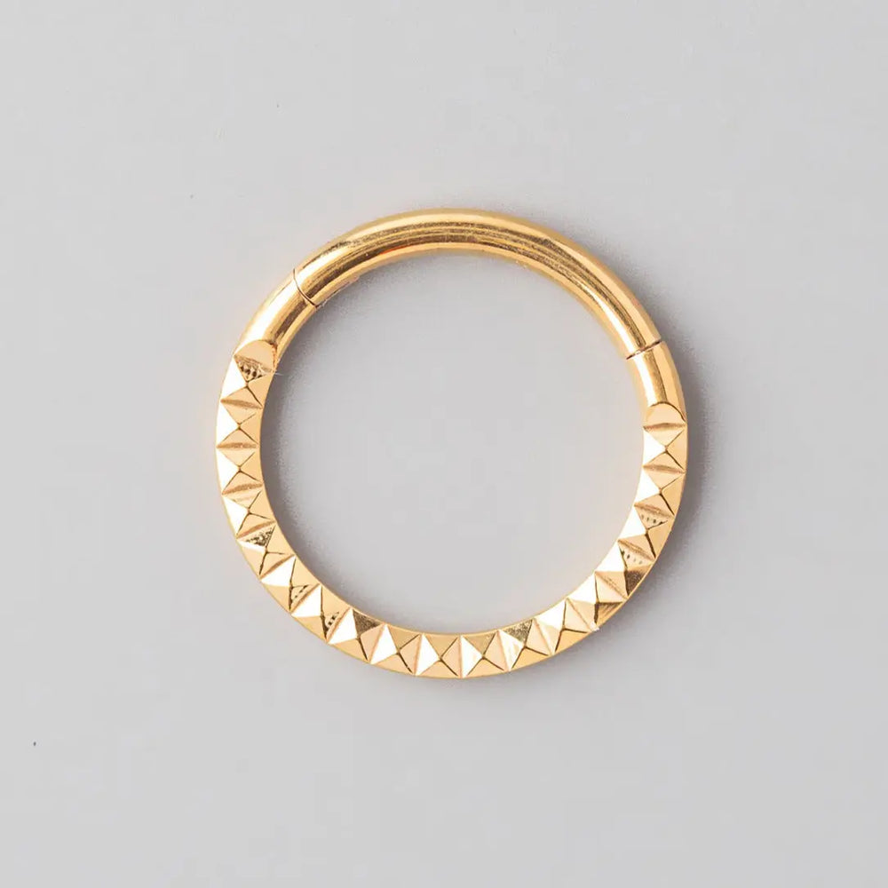 Hinged Segment Ring Front Face Square Cut in Gold - Titanium