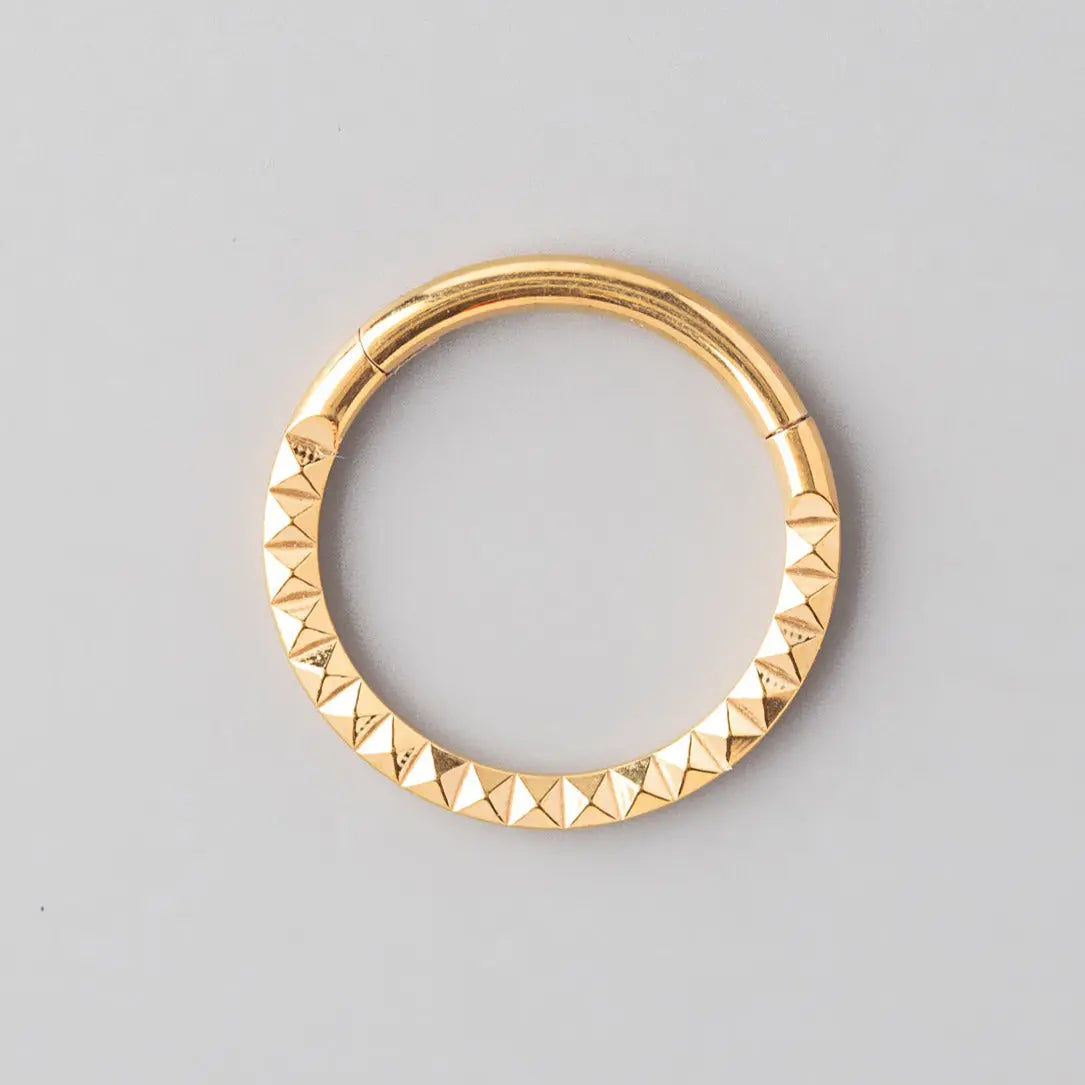 Hinged Segment Ring Front Face Square Cut in Gold - Titanium - Camden Body Jewellery