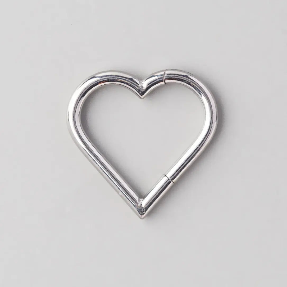 Hinged Segment Ring Heart Shape in Silver - Titanium - Camden Body Jewellery