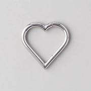 Hinged Segment Ring Heart Shape in Silver - Titanium - Camden Body Jewellery