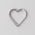 Hinged Segment Ring Heart Shape CZ Pave in Silver - Titanium - Camden Body Jewellery