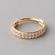 Hinged Segment Huggie Double Rows CZ Paved in Gold (Pair) - Titanium - Camden Body Jewellery