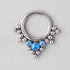 Hinged Segment Ring 5 Tri-Bead Cluster Triple Blue Opal Stone - Titanium - Camden Body Jewellery