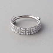 Hinged Segment Huggie Triple Rows CZ Paved in Silver (Pair) - Titanium - Camden Body Jewellery