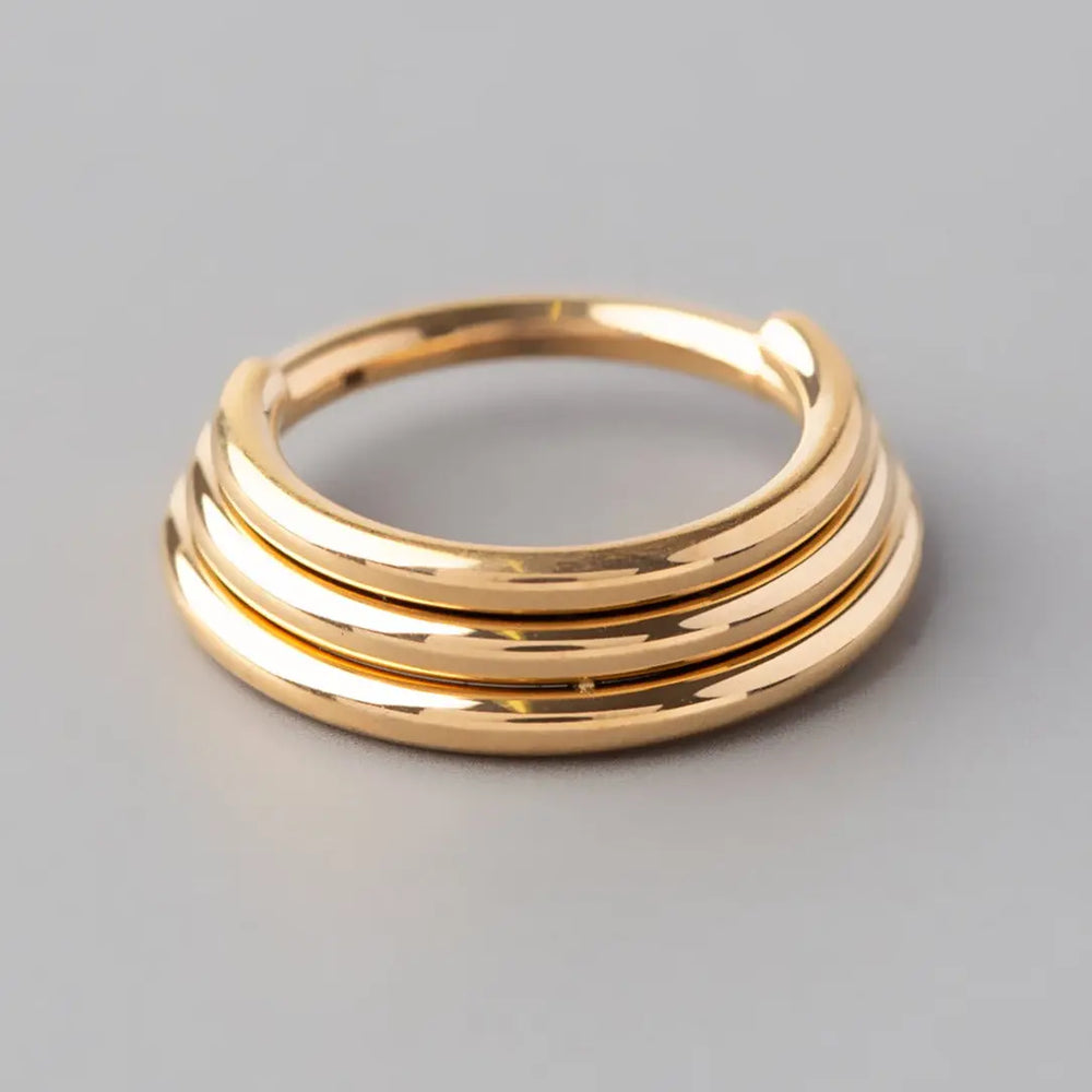 Hinged Segment Ring 3 Tier Stacked in Gold - Titanium