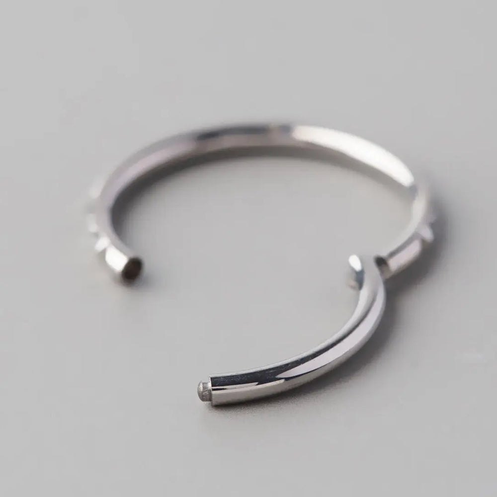 Hinged Segment Ring Square Cut CZ Side Face in Silver - Titanium