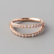 Hinged Segment Ring Double Stack CZ Faced in Rose Gold - Titanium - Camden Body Jewellery