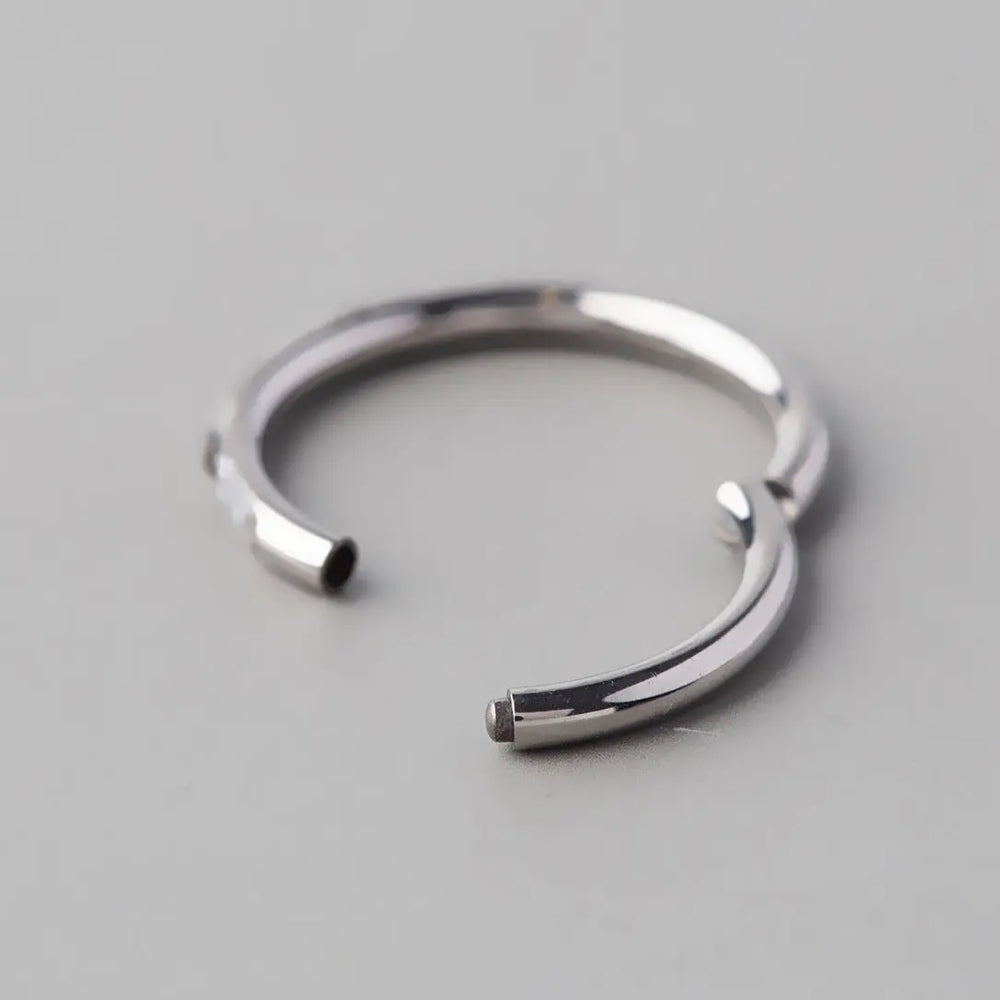 Hinged Segment Ring Blaze Oblong CZ in Silver - Titanium