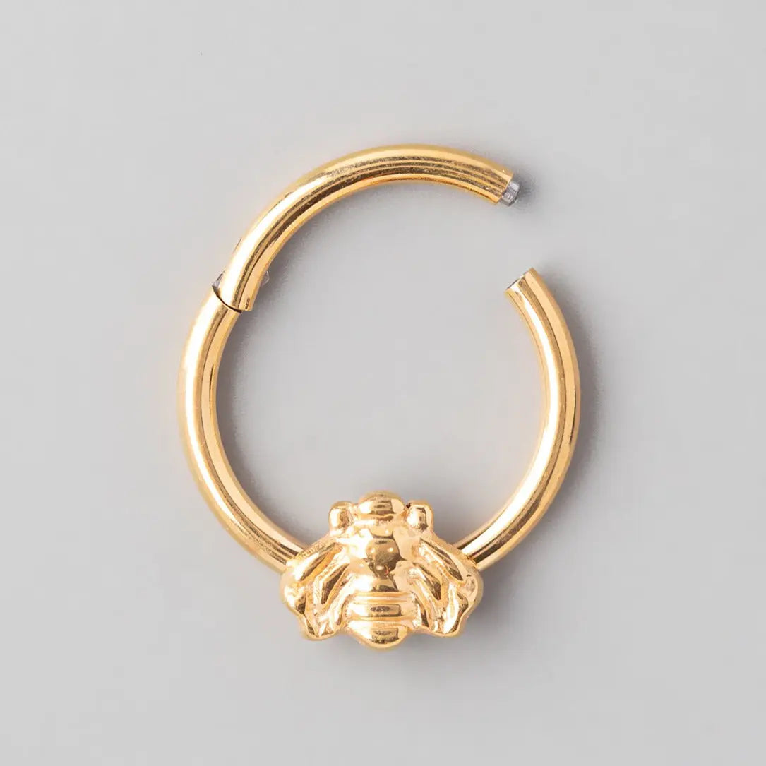 Hinged Segment Ring Bumble Bee in Gold - Titanium - Camden Body Jewellery