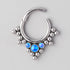 Hinged Segment Ring 5 Tri-Bead Cluster Triple Blue Opal Stone - Titanium - Camden Body Jewellery