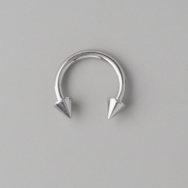 Circular Barbell with Spikes in Silver - Titanium - Camden Body Jewellery