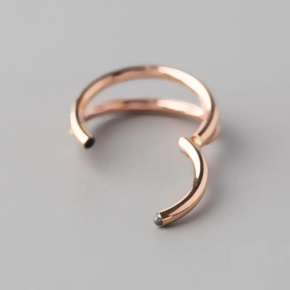 Hinged Segment Ring Double Stack CZ Faced in Rose Gold - Titanium