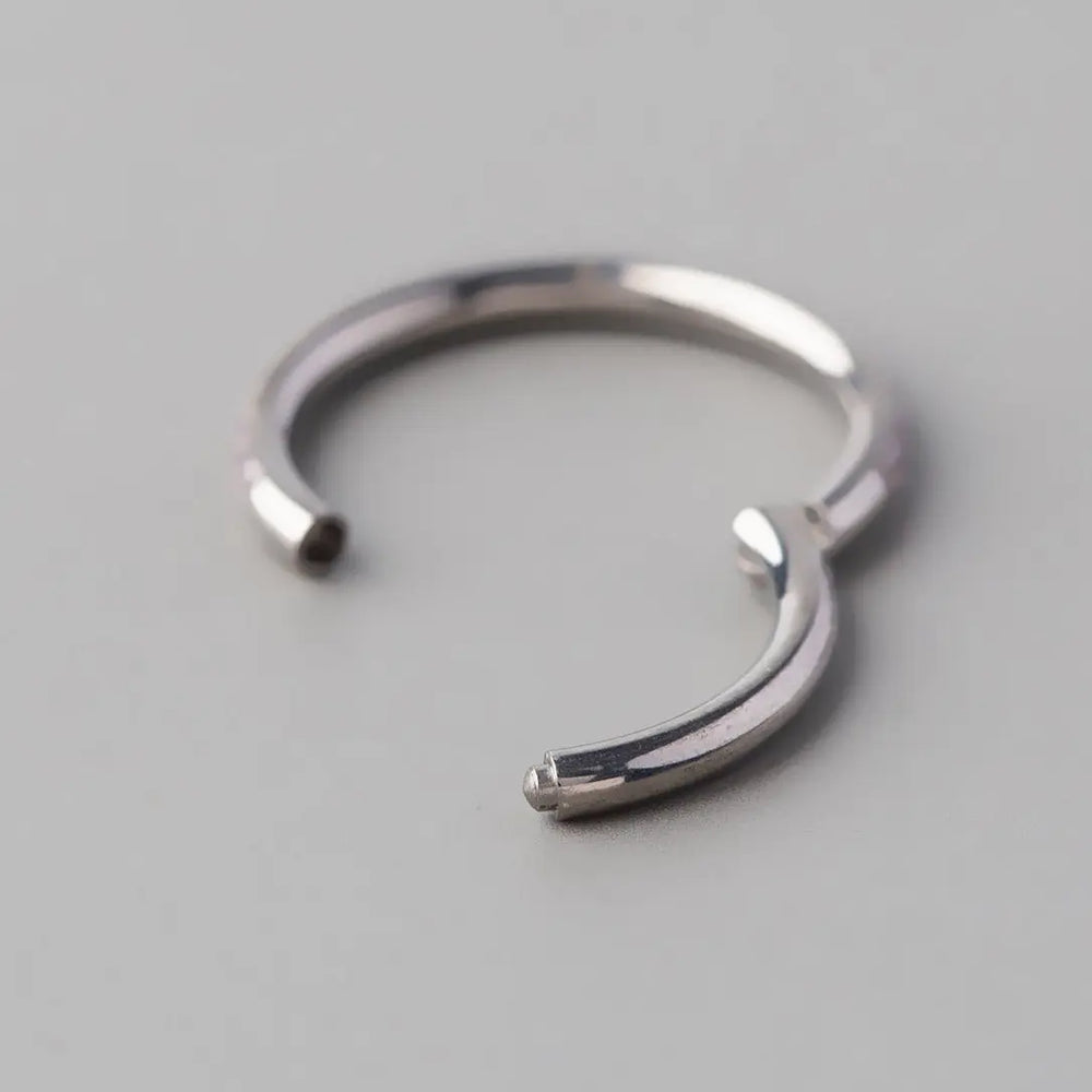 Hinged Segment Ring Pink CZ Side Face in Silver - Titanium